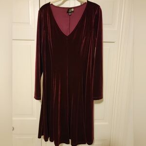 Marc Bouwer Velvet Long Sleeve Dress in Deep Burgundy Size Large
